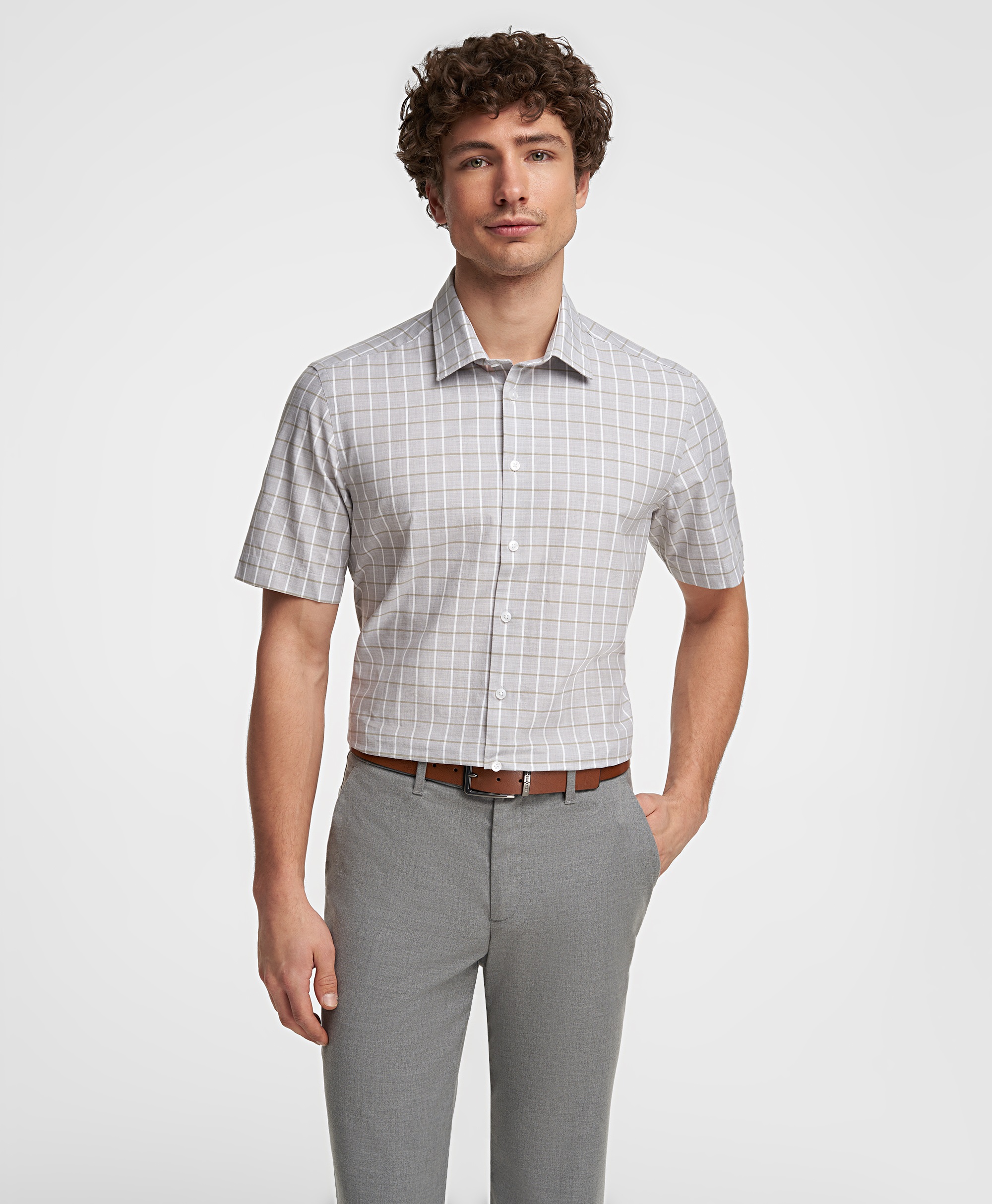 Рубашка хлопковая, прямой силуэт