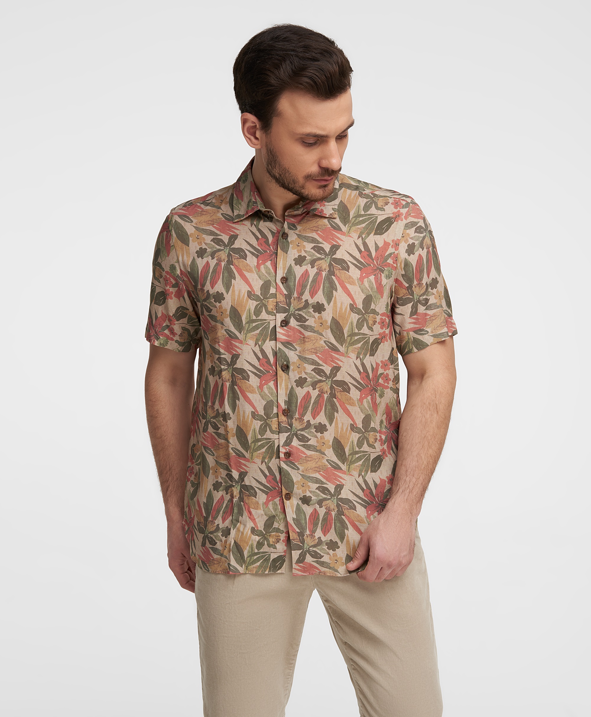 Рубашка из вискозы, прямой силуэт