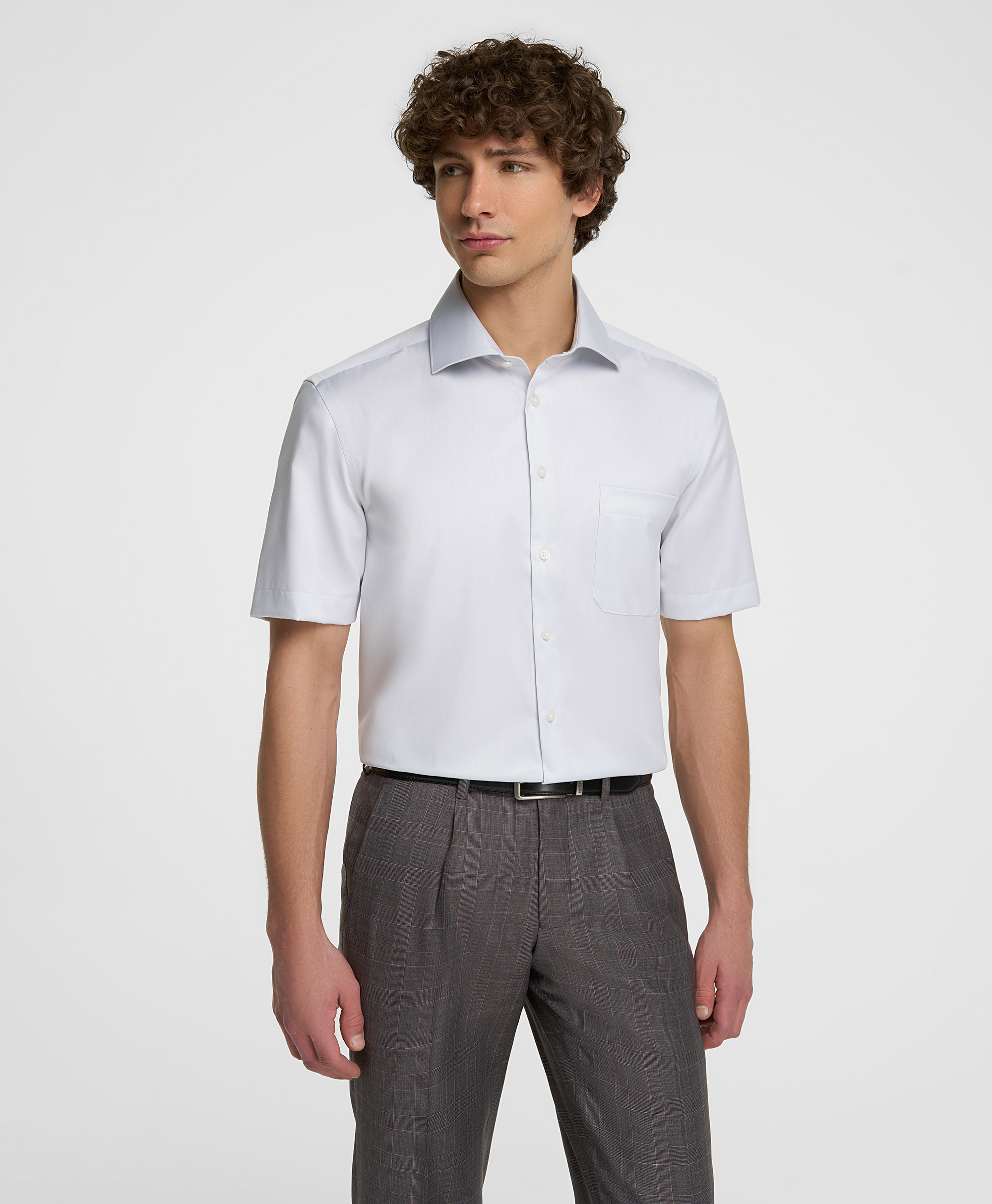 Рубашка из ткани стрейч, прямой силуэт