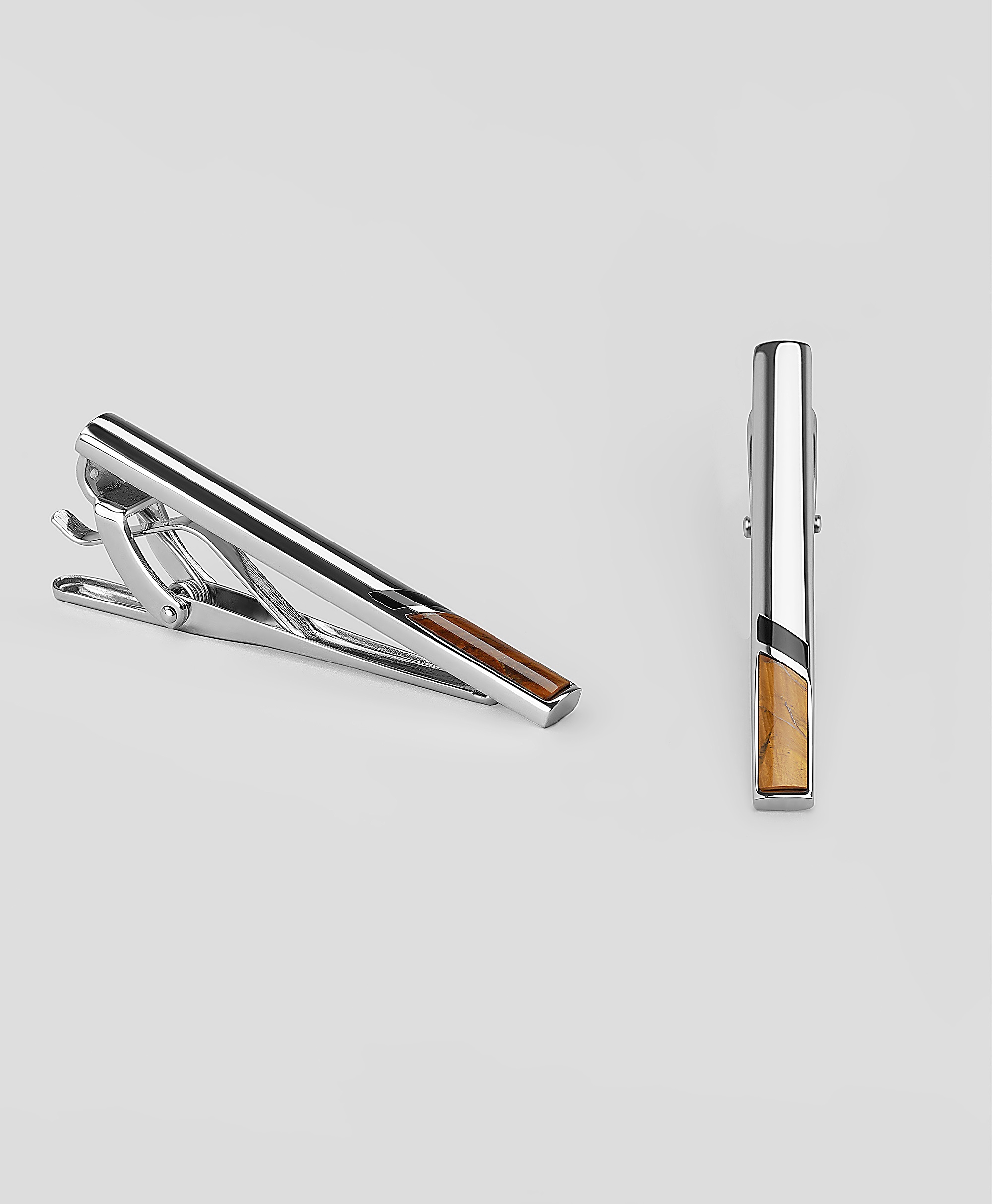 Зажим для галстуков со вставкой из натурального камня