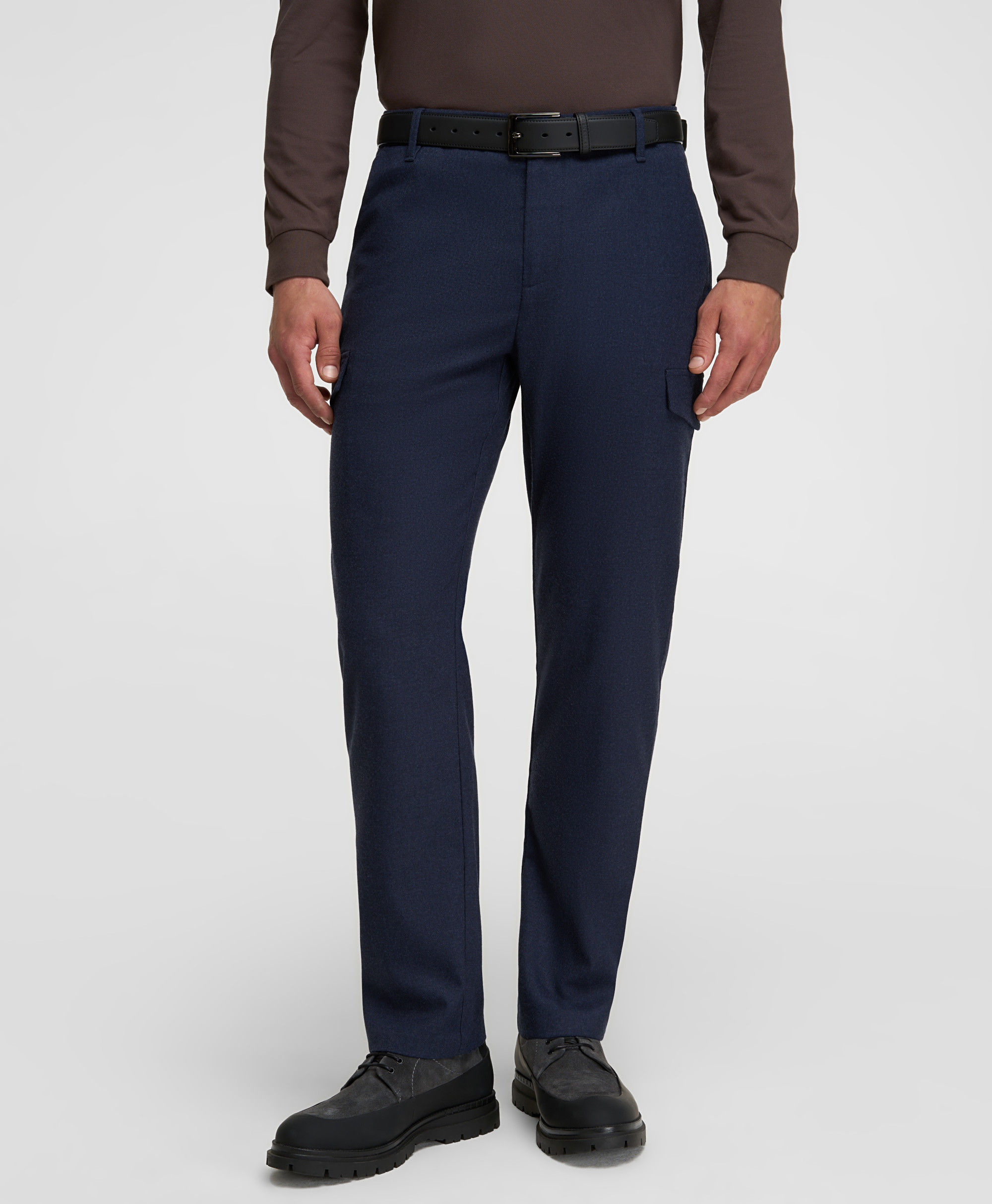 Брюки-карго фланелевые, прямой силуэт