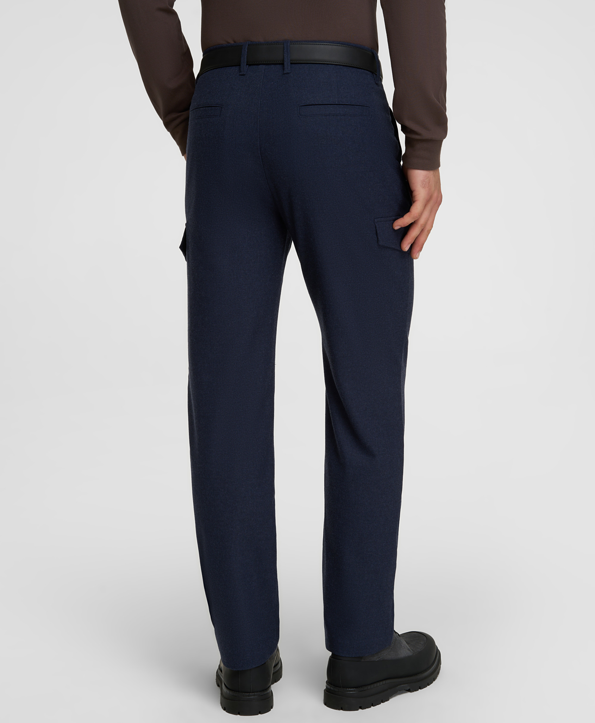 Брюки-карго фланелевые, прямой силуэт