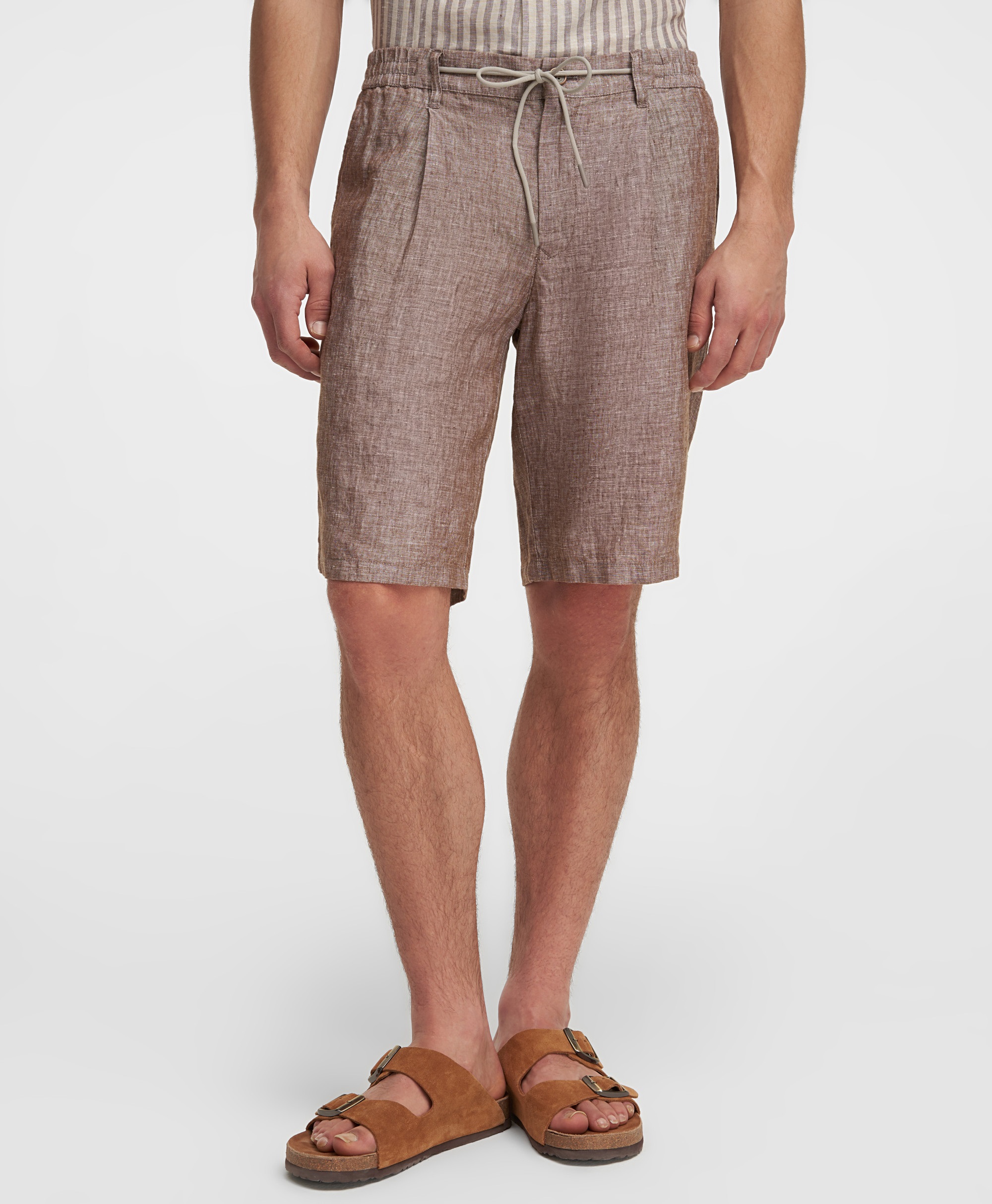 Шорты чинос из льна прямого прилегания
