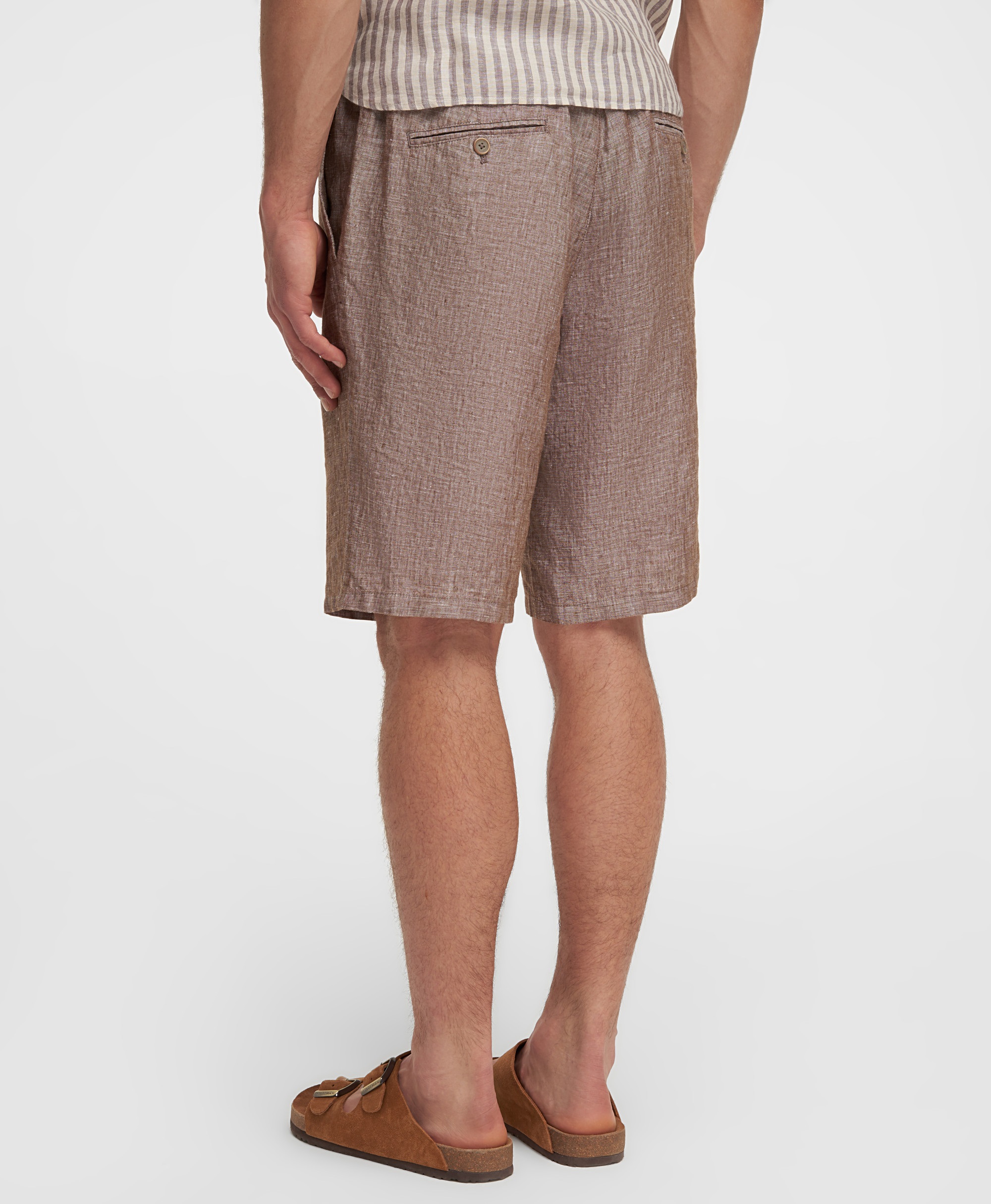 Шорты чинос из льна прямого прилегания
