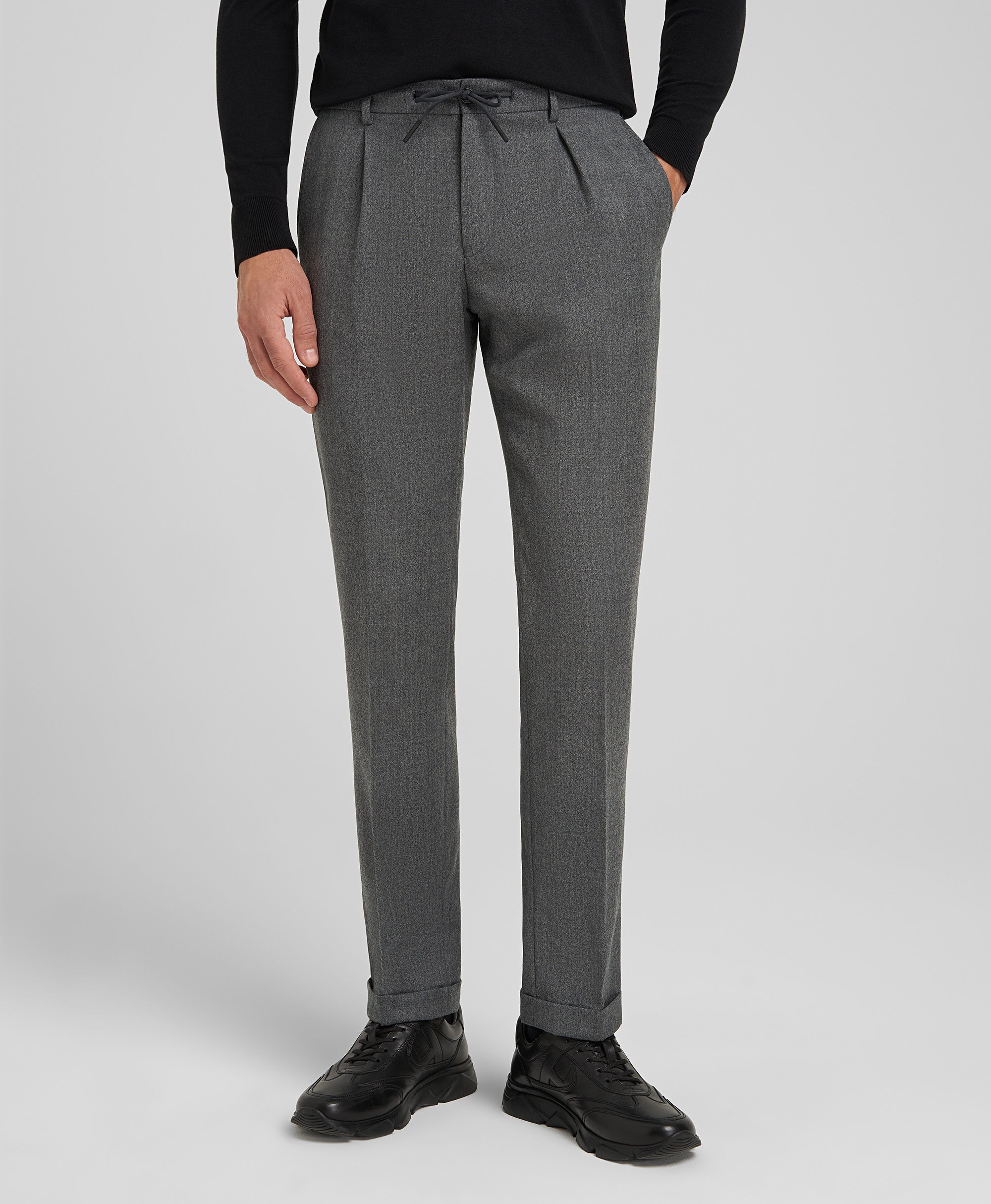 Костюмные фланелевые брюки из итальянской шерстяной мериносовой ткани REDA