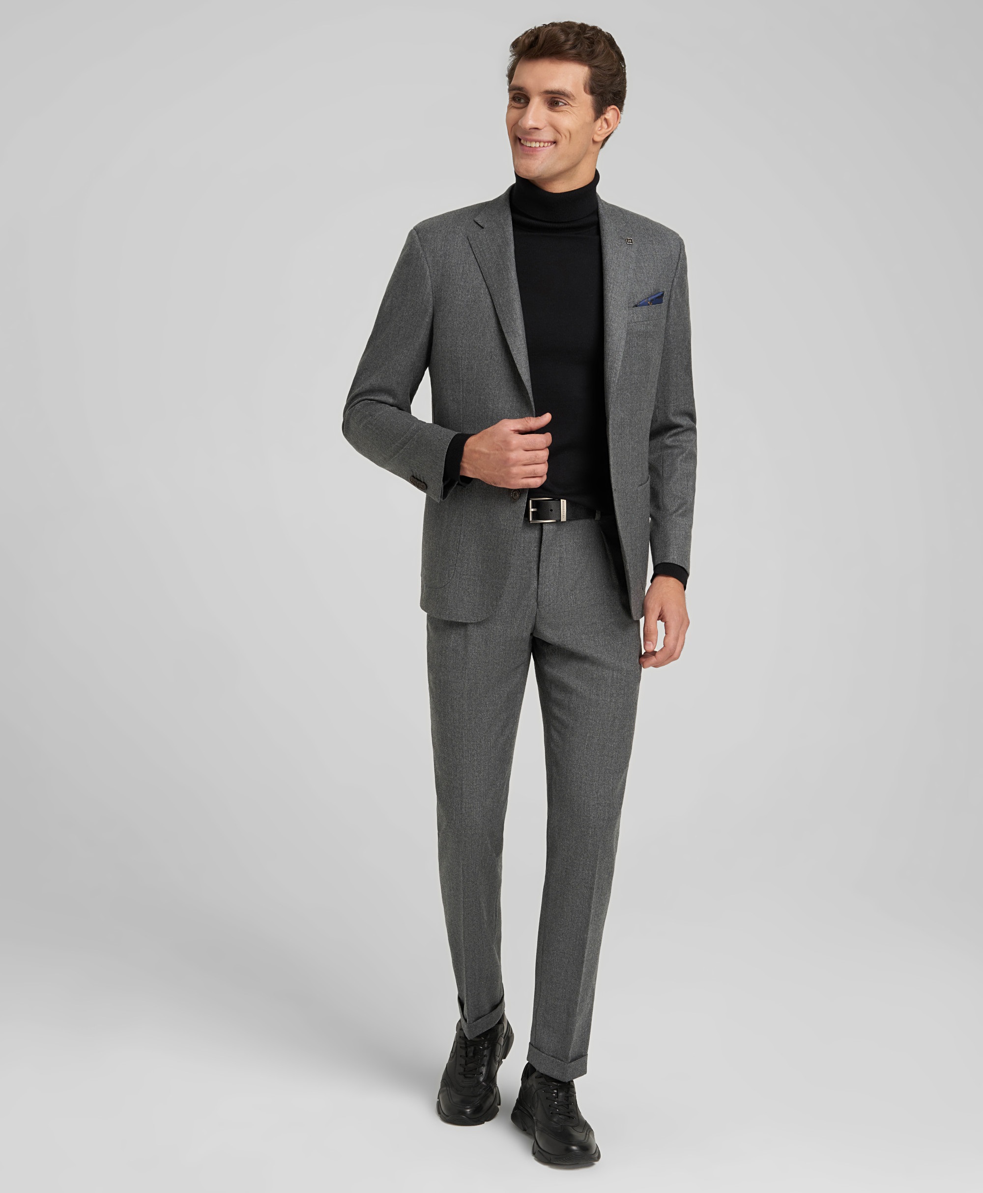 Костюмные фланелевые брюки из итальянской шерстяной мериносовой ткани REDA