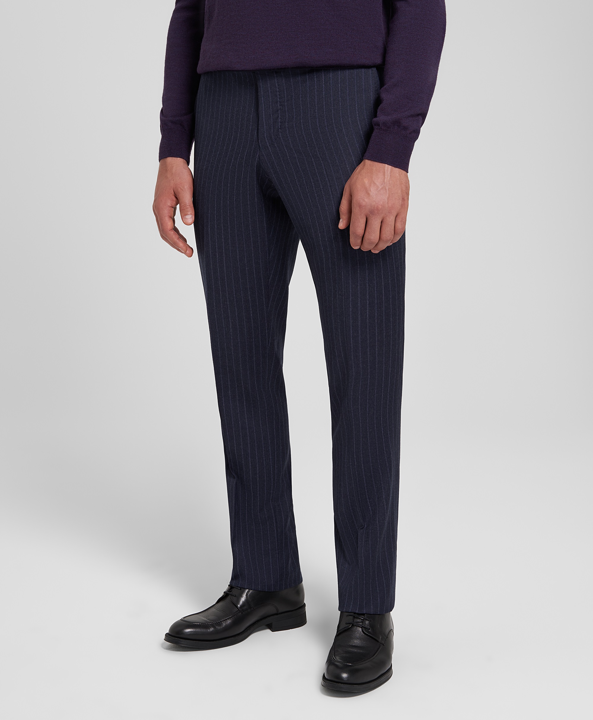 Костюмные фланелевые брюки из итальянской шерстяной мериносовой ткани REDA