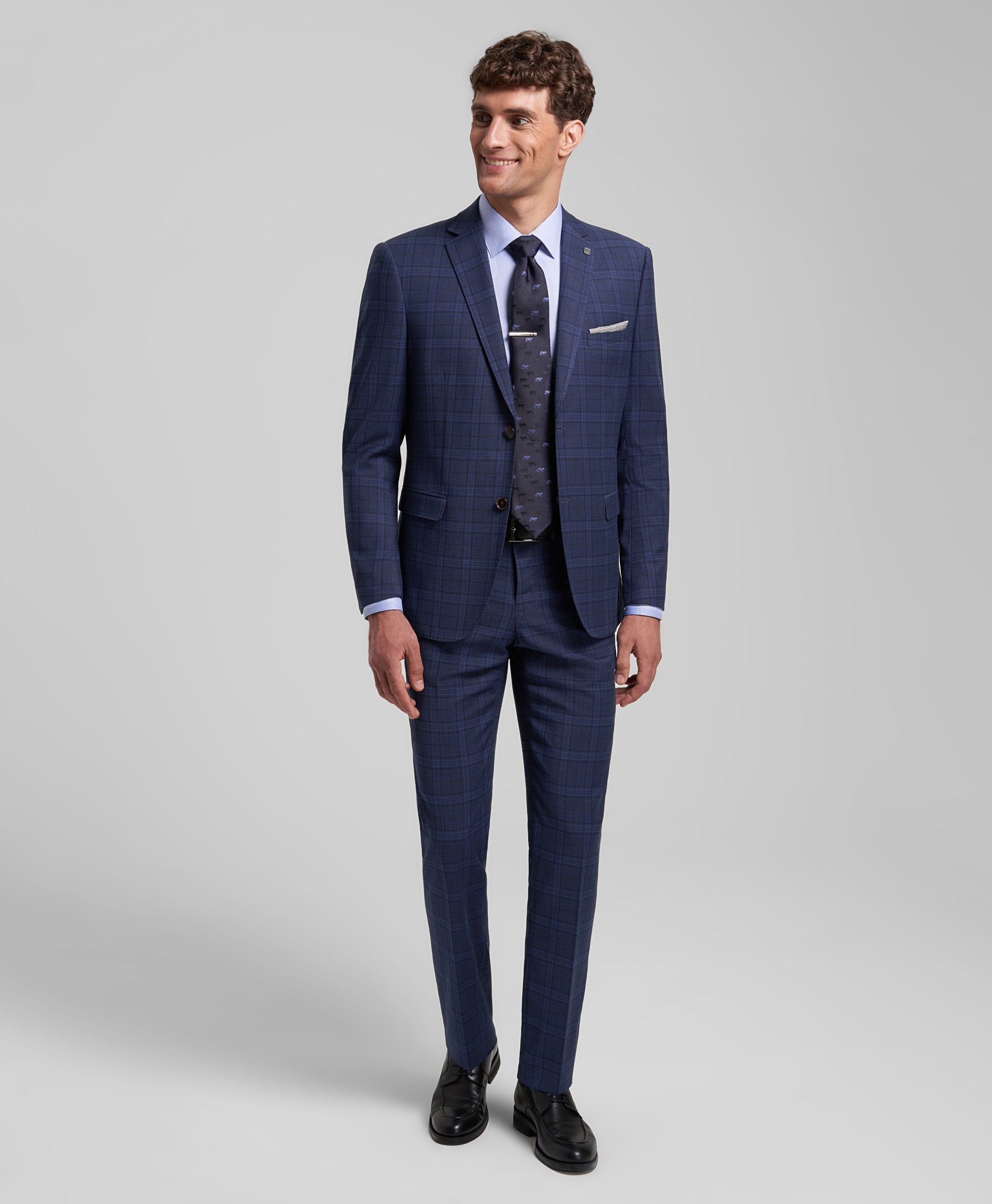 Брюки костюмные из эластичной ткани, прилегающий силуэт