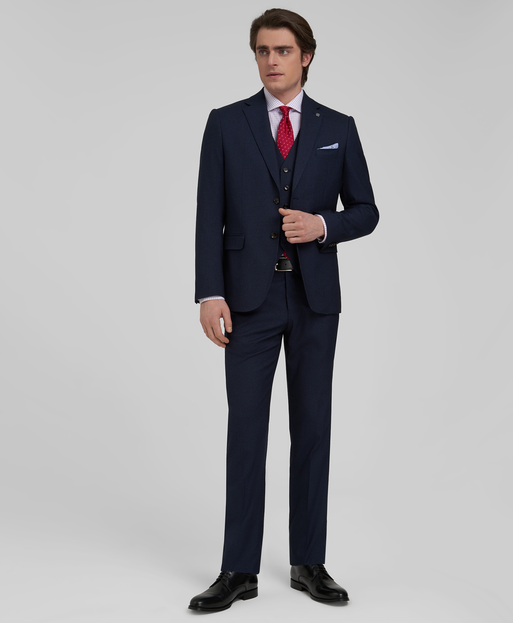 Брюки костюмные из эластичной ткани, прямой силуэт