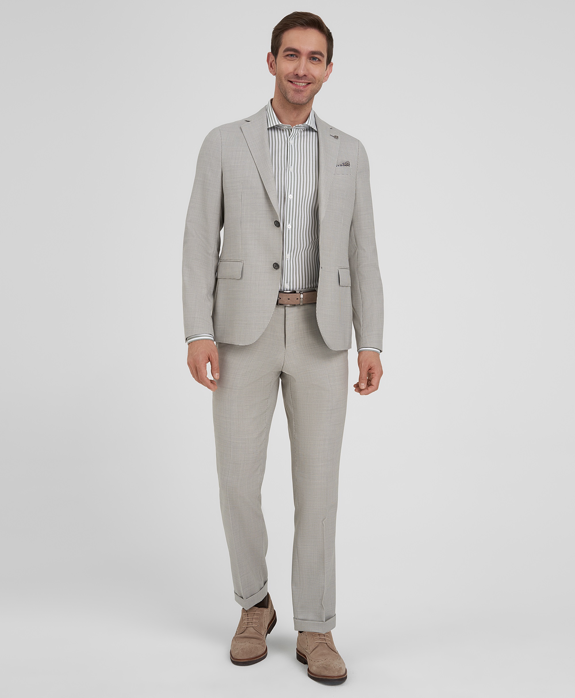 Брюки костюмные из эластичной ткани, прямой силуэт