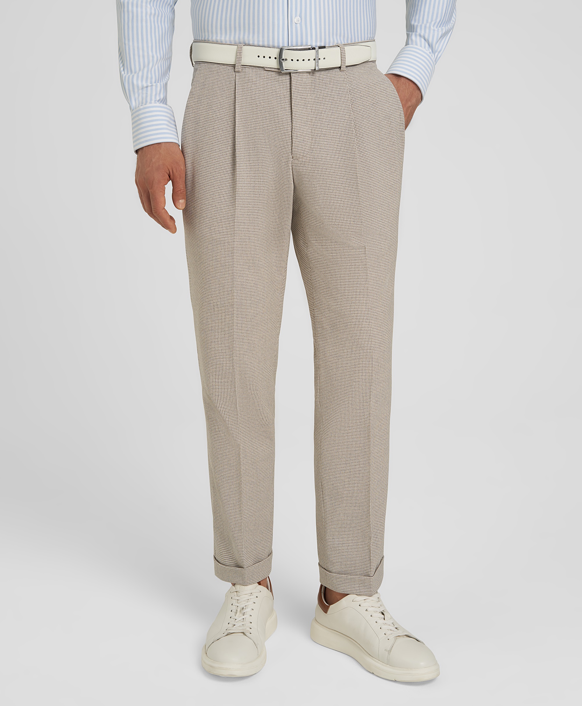 Брюки костюмные из эластичной ткани, прямой силуэт