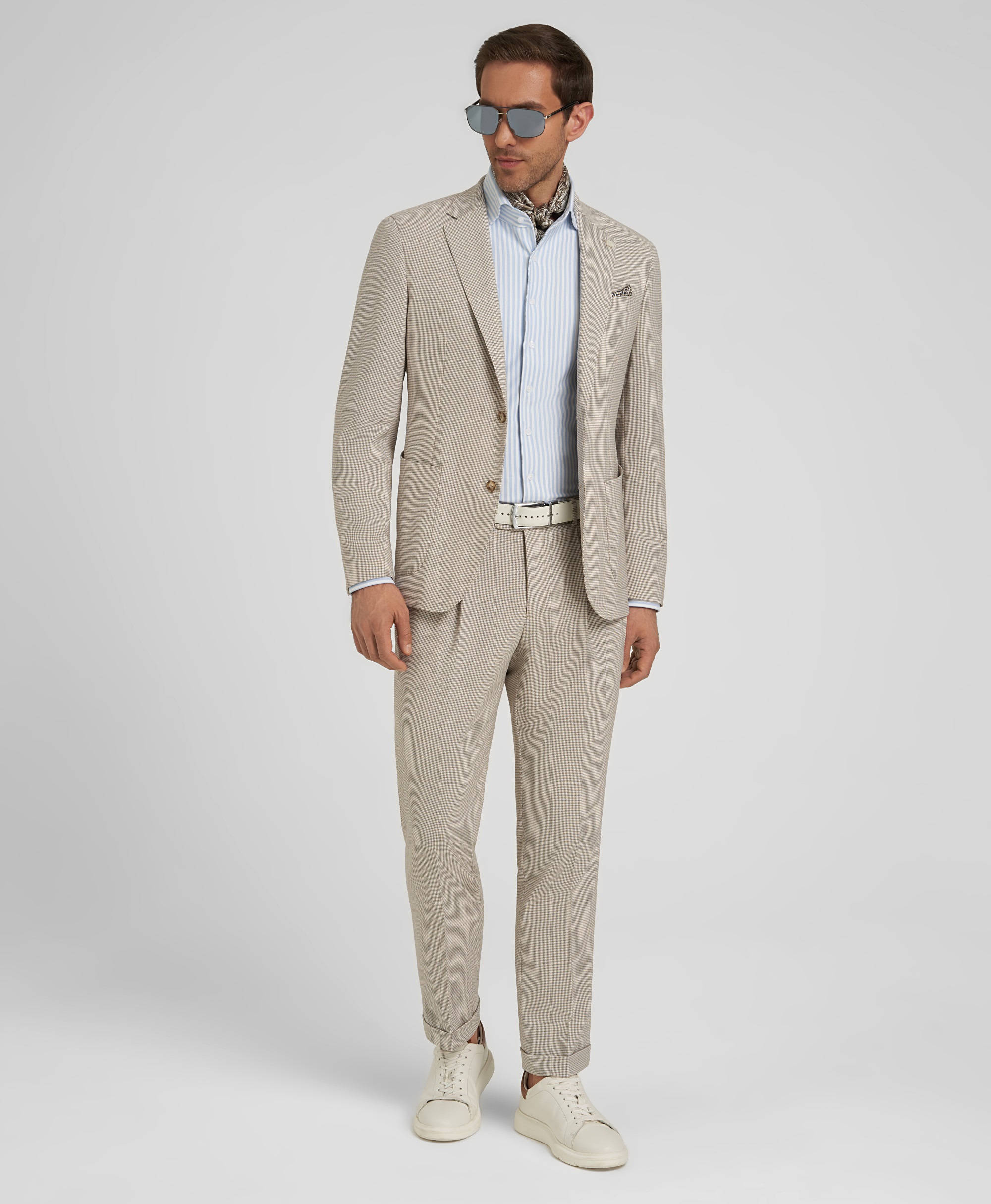 Брюки костюмные из эластичной ткани, прямой силуэт