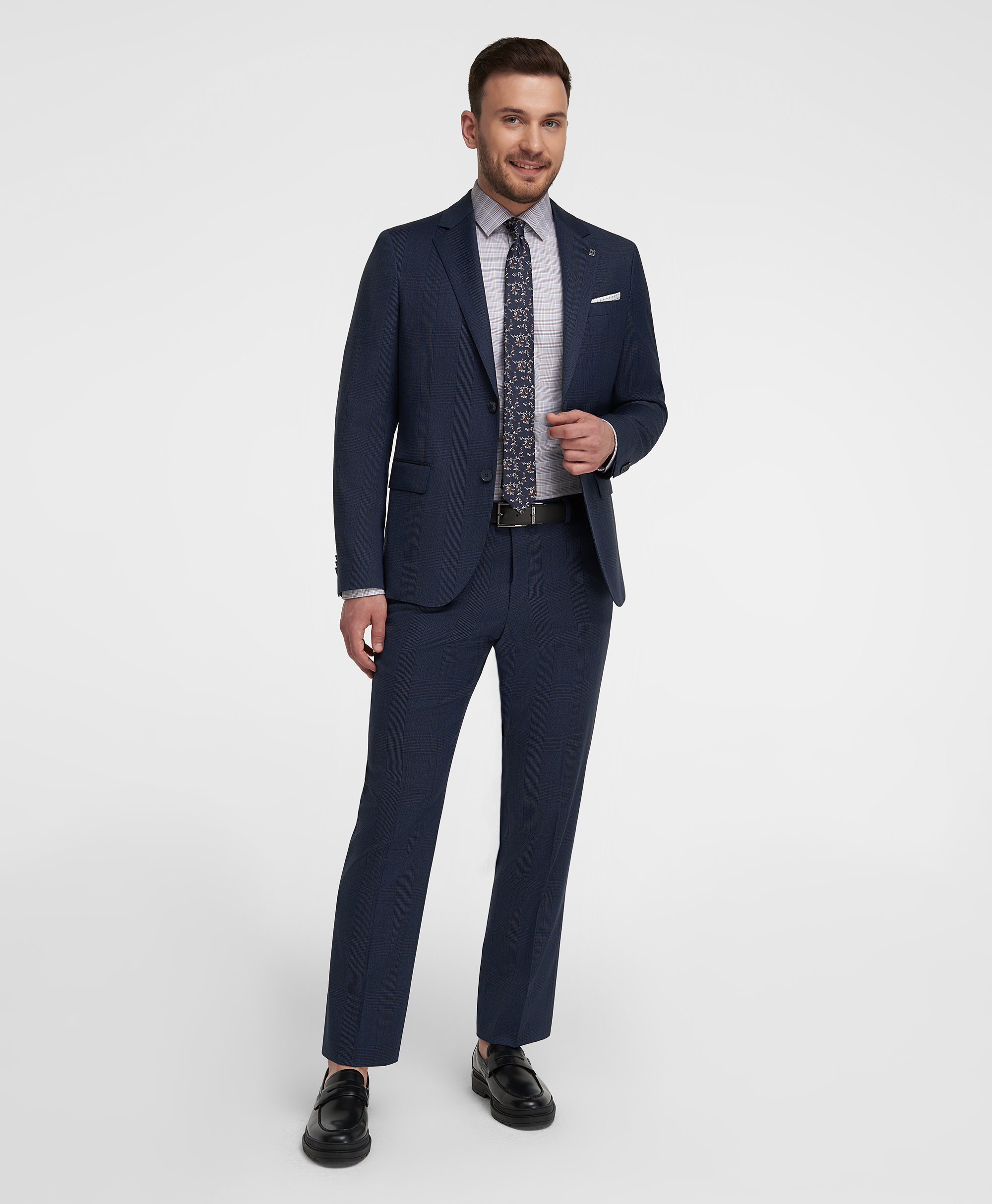 Брюки костюмные из эластичной ткани, прямой силуэт