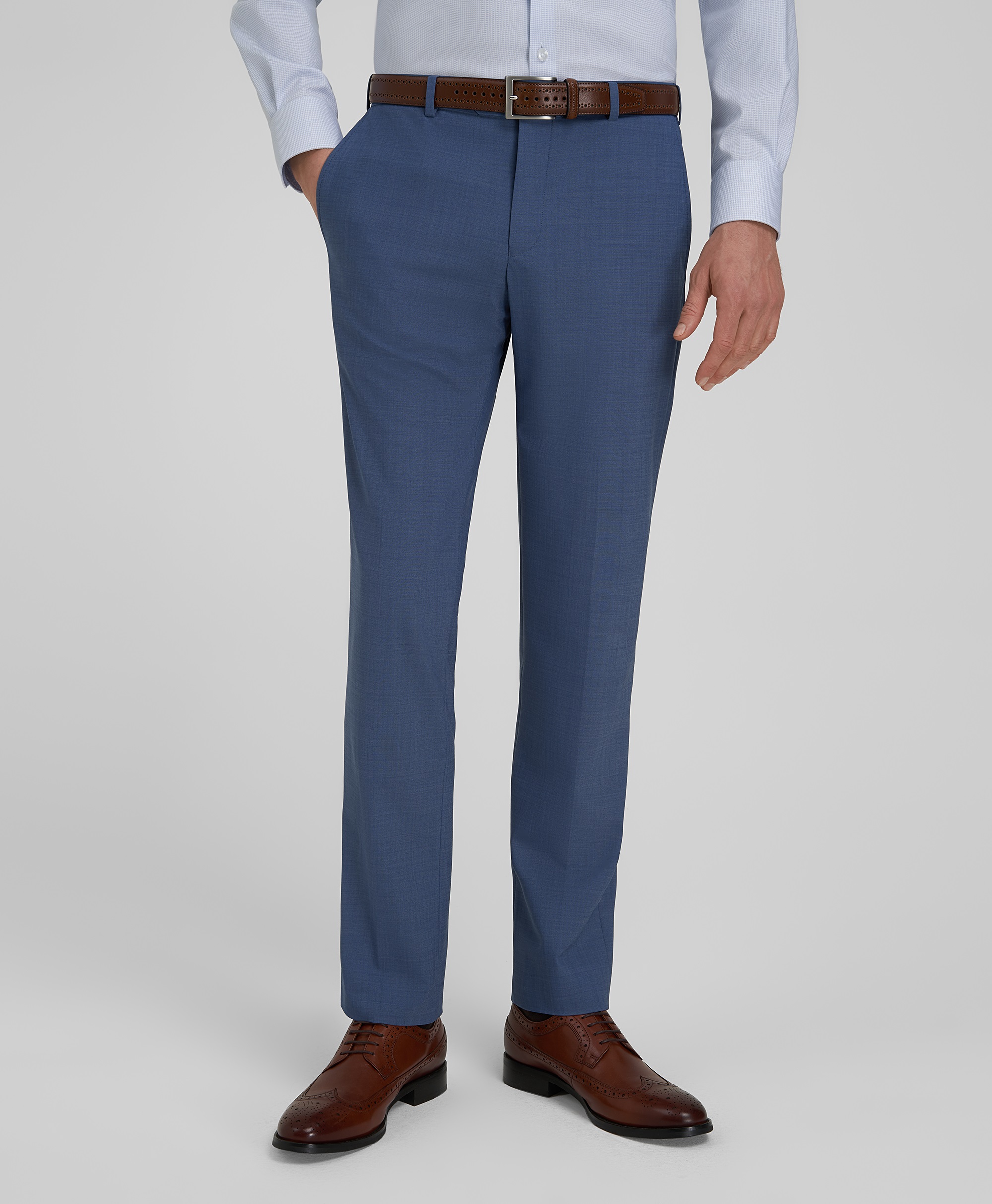 Брюки костюмные из эластичной ткани, прямой силуэт