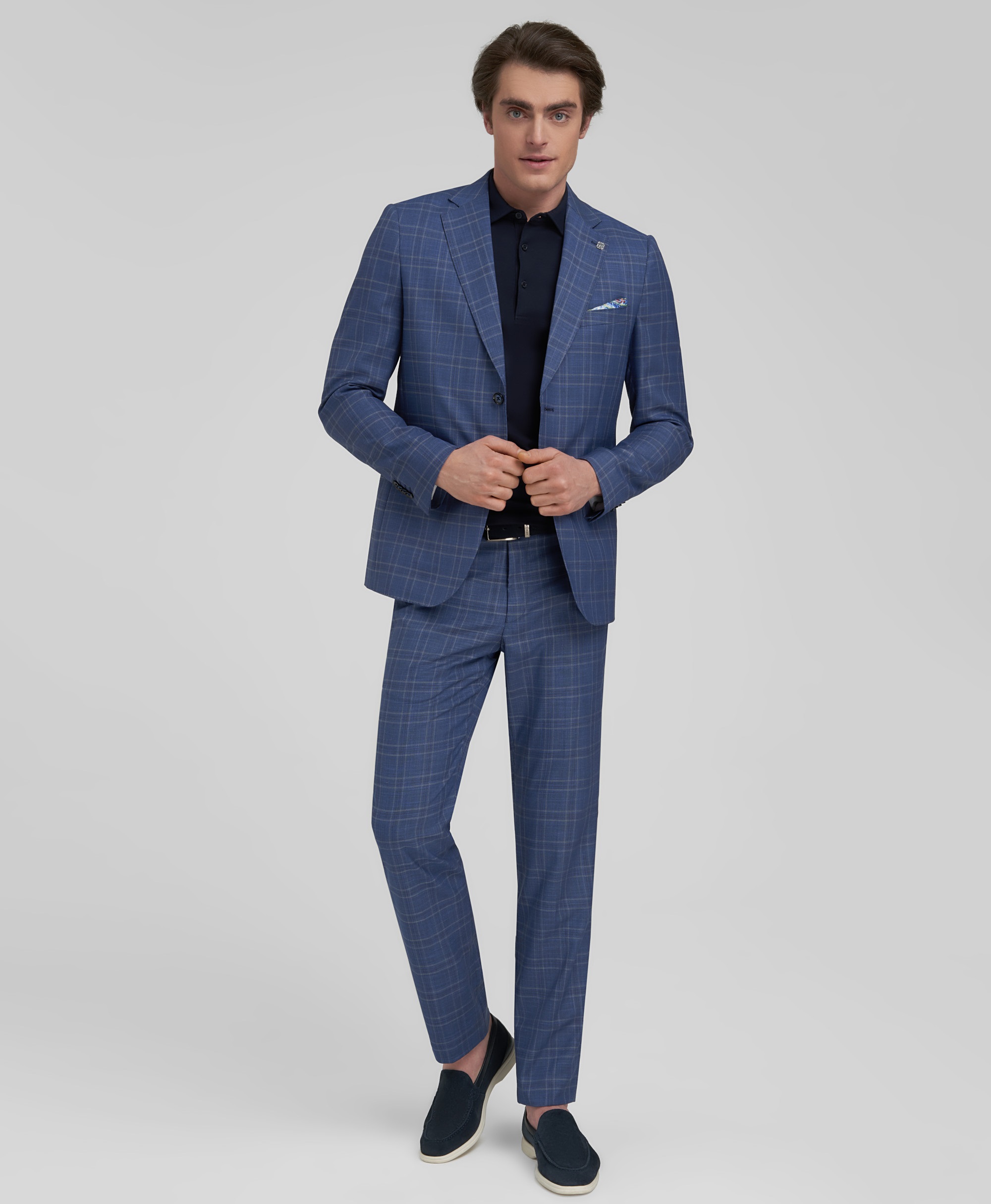 Брюки костюмные из эластичной ткани, прямой силуэт