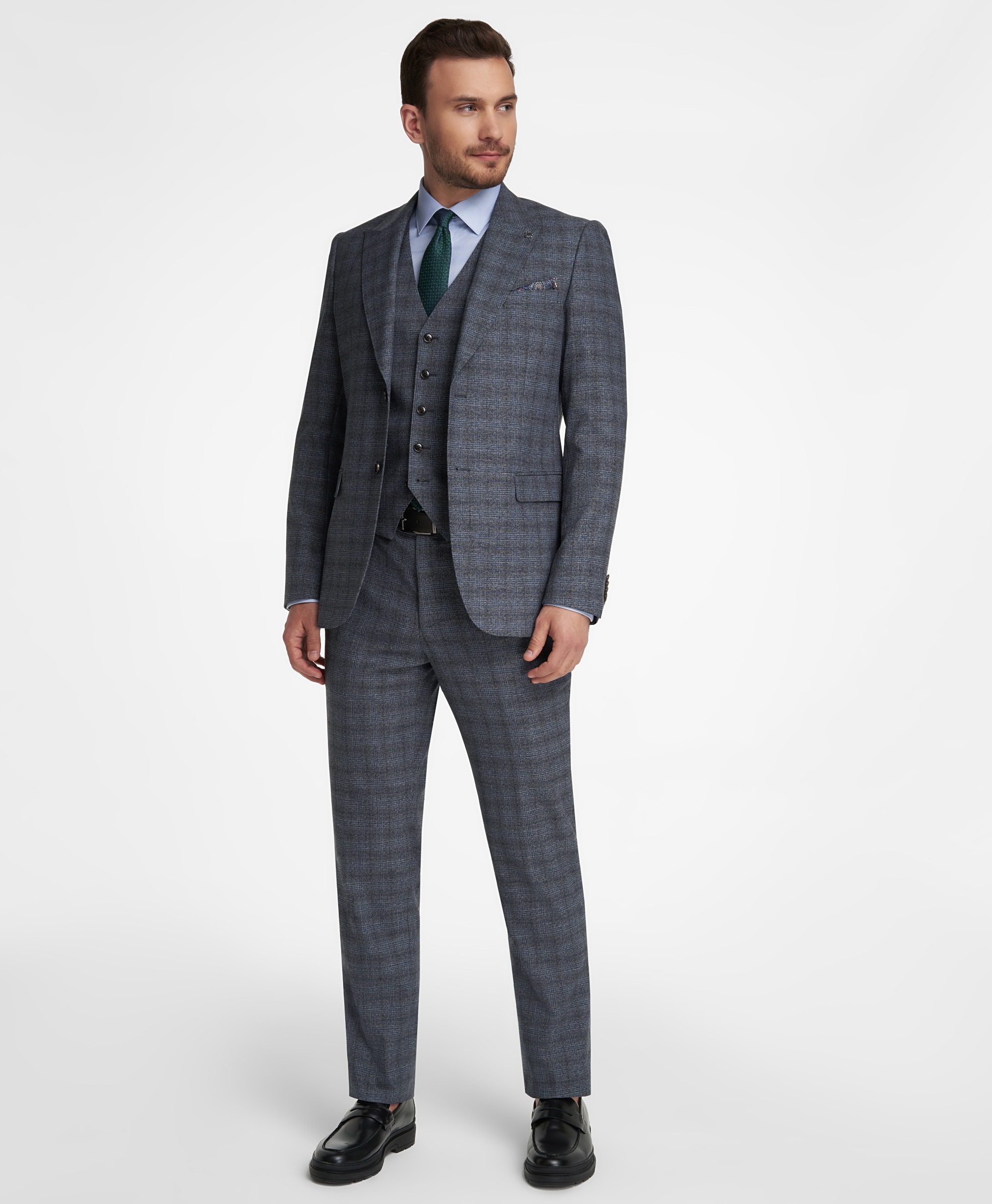 Брюки костюмные из эластичной ткани, прямой силуэт