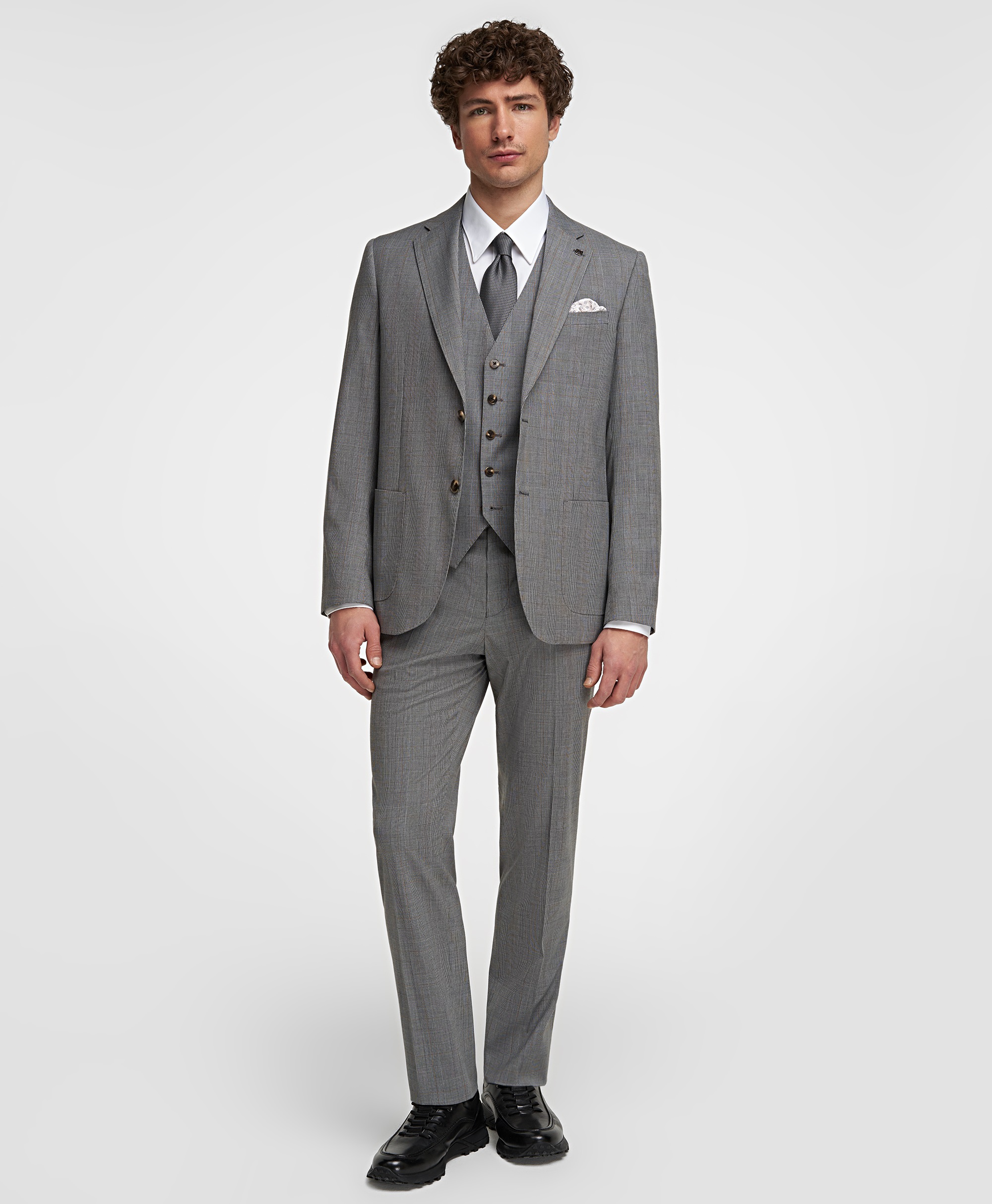 Брюки костюмные из эластичной ткани, прямой силуэт