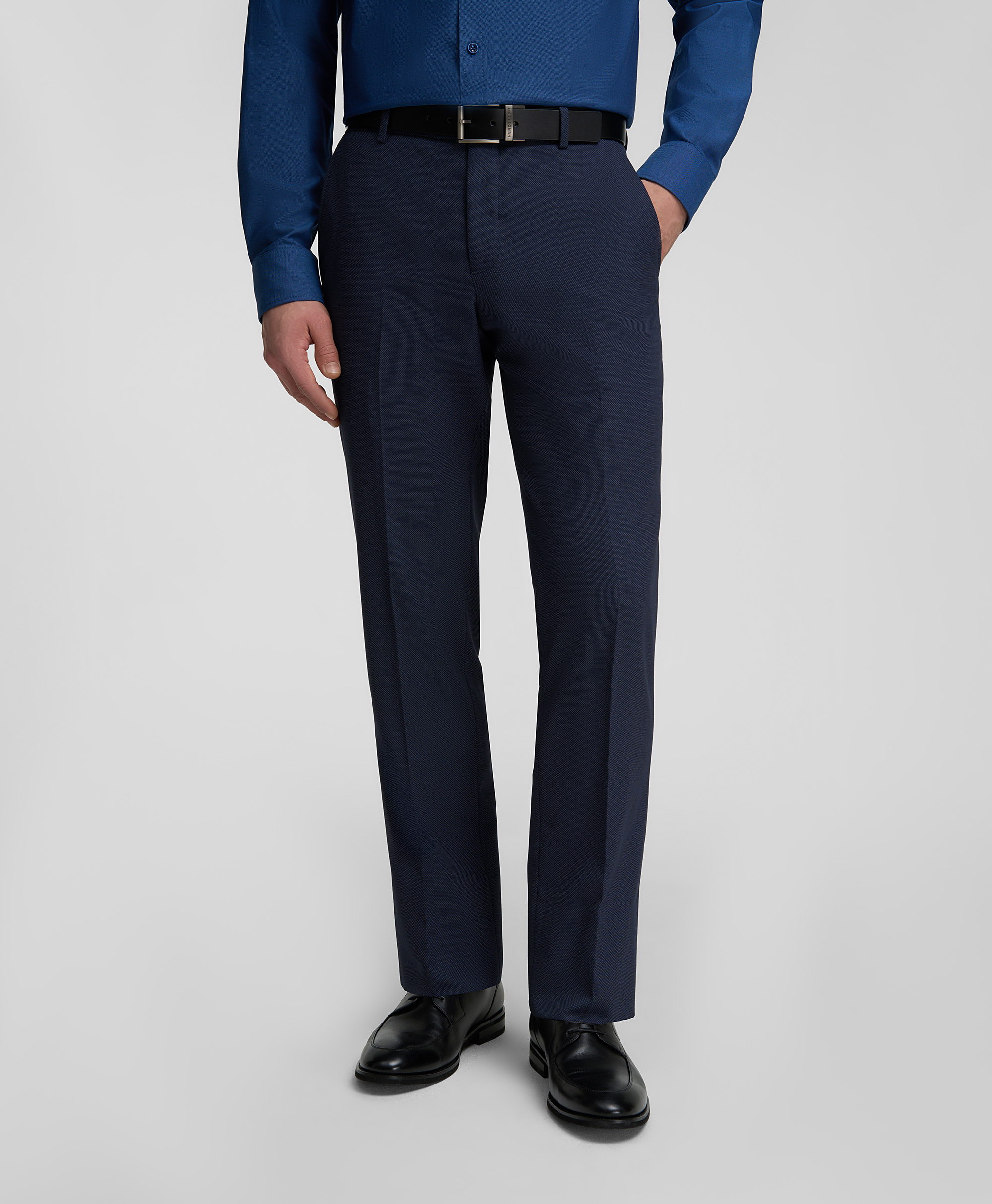 Брюки костюмные из смесовой ткани, прямой силуэт