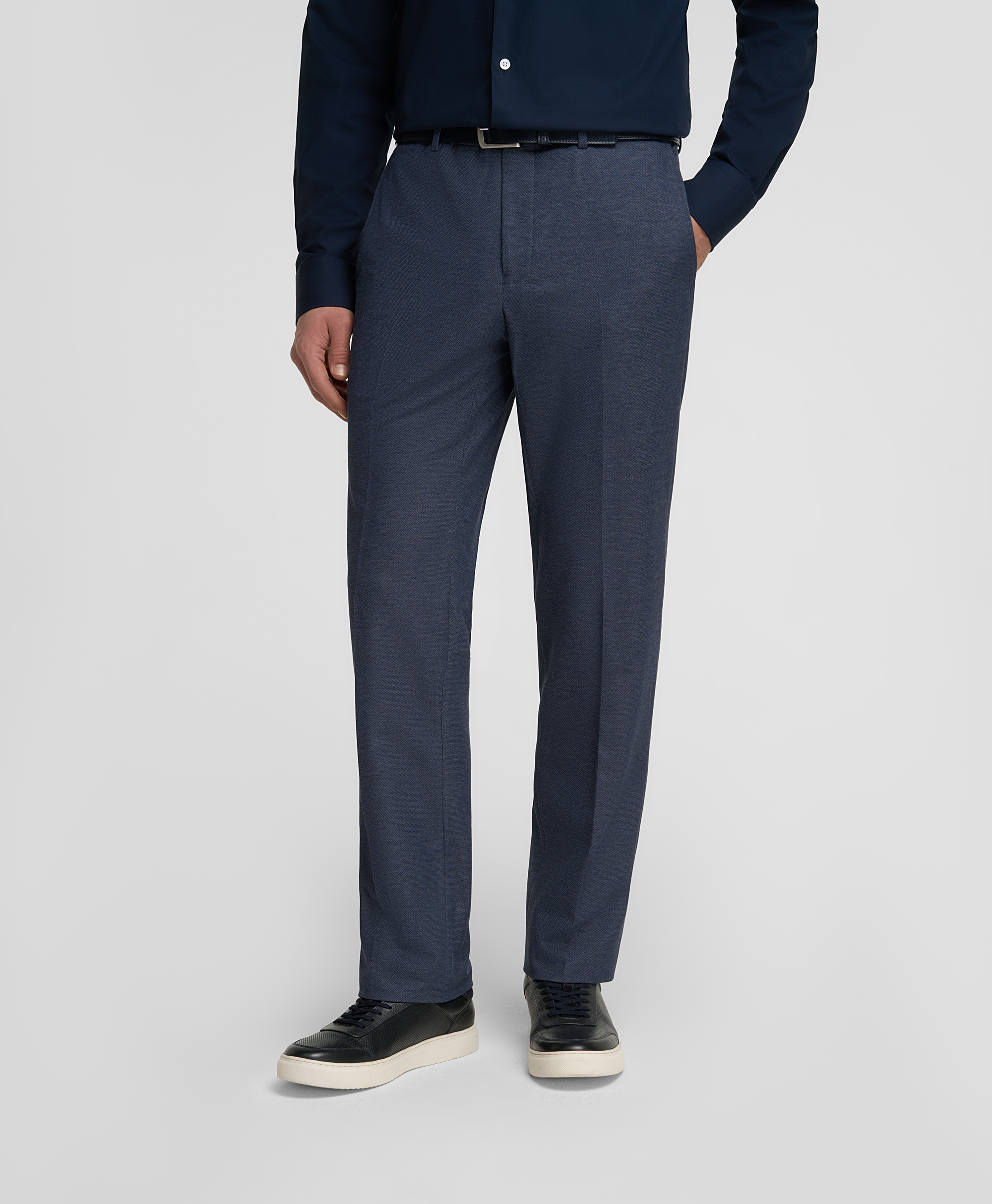 Брюки костюмные из смесовой ткани, прямой силуэт