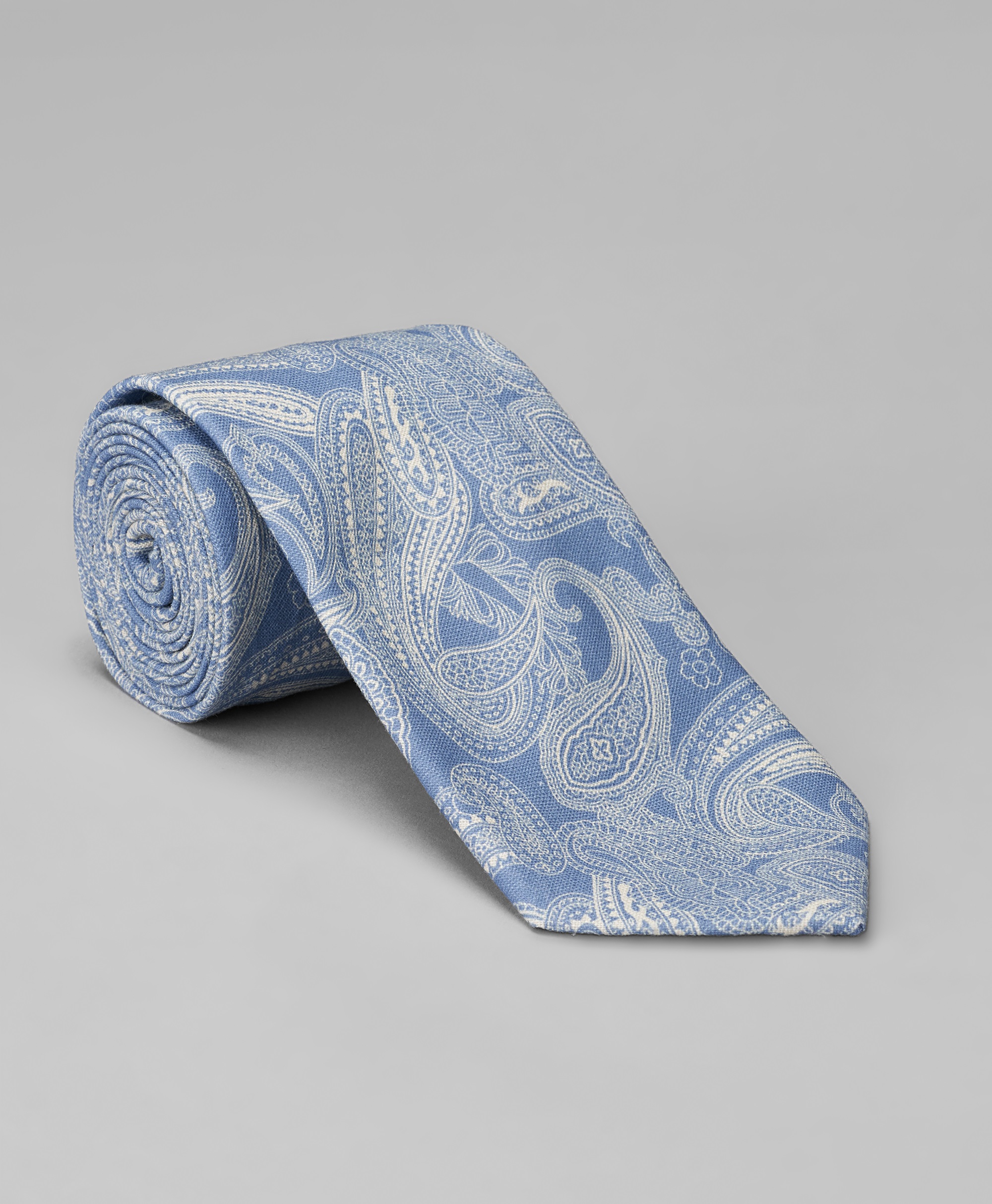 Галстук узкий из смеси натуральных волокон с подкладкой из той же ткани (принтованый лён)